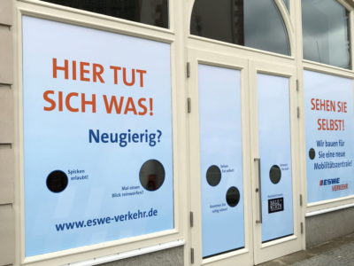 Schaufensterbeschriftung ESWE Fahrzeugbeschriftung-Wiesbaden